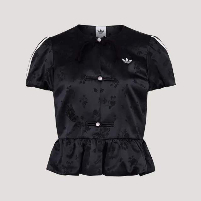 【adidas 愛迪達】NEW CHINESE 短袖外套 LD6443 女款ORIGINALS休閒緹花緞面夾克