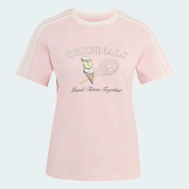 【adidas 愛迪達】短袖上衣 女 三葉草 亞規 SPORTS TEE SS W 粉 KX6894