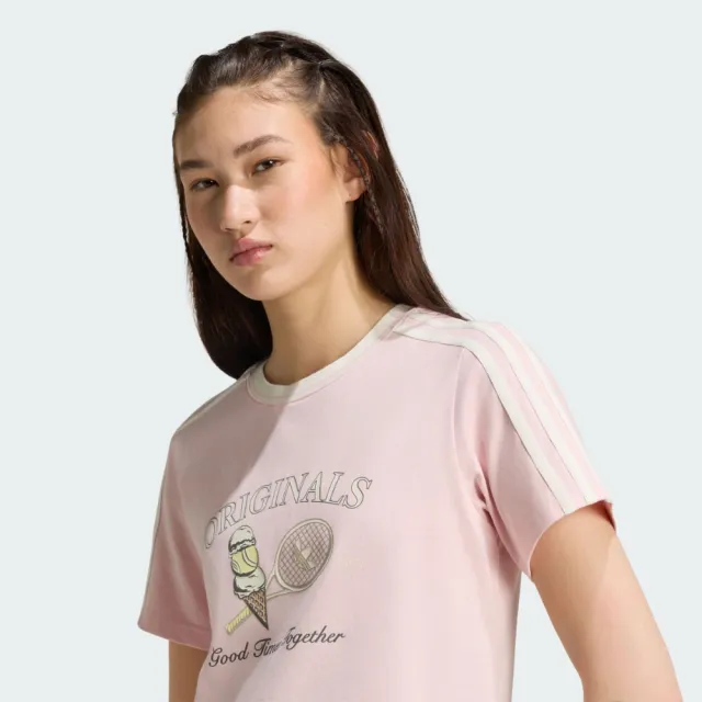 【adidas 愛迪達】短袖上衣 女 三葉草 亞規 SPORTS TEE SS W 粉 KX6894