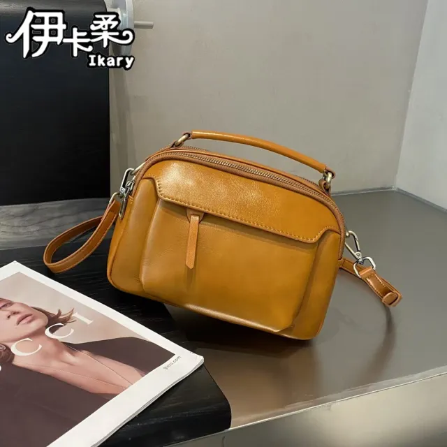 【Ikary 伊卡柔】雙11 高級時尚真皮手提小方包 5518