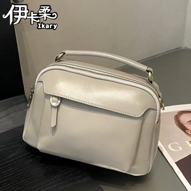 【Ikary 伊卡柔】雙11 高級時尚真皮手提小方包 5518