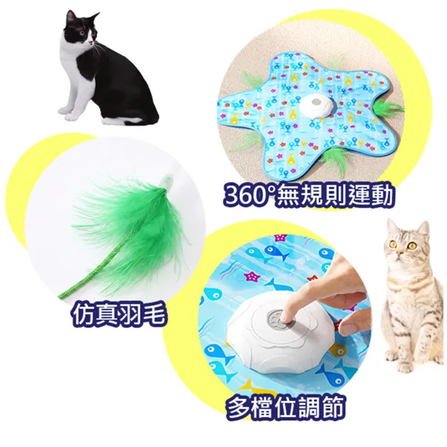 【Truly House】海洋動物捕獵逗貓墊 寵物貓咪自動轉盤玩具 毛孩 貓 狗(兩色任選)