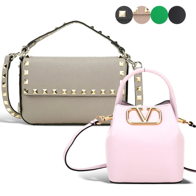 【VALENTINO 范倫鐵諾】Garavani VLogo / Rockstud 牛皮兩用包-多款可選(肩背包 手提包 鉚釘包)