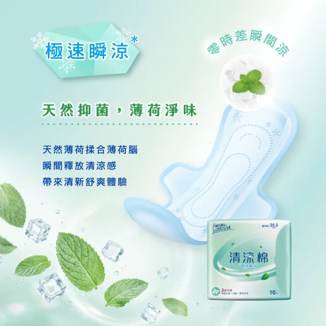 【康乃馨】清涼棉_極速瞬涼(薄荷)衛生棉2入組(21.5cm/25.5cm/28cm/33cm)