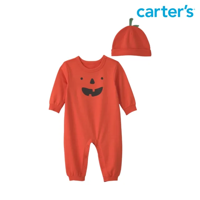 【Carter’s】嬰幼童裝 2件組套裝(連身裝/帽子)-（原廠公司貨 童裝 親膚感睡衣 套裝 萬聖節)