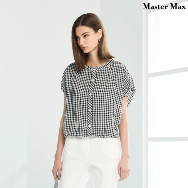 【Master Max】天絲棉格紋下擺鬆緊襯衫(8617017)