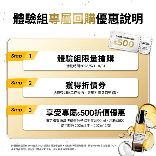 【L’OREAL 巴黎萊雅PRO】瞬順搖搖油 絲漾博鏈鍵分子欣生髮油 30ml (沙龍級鍍膜/受損修復/極致光澤)