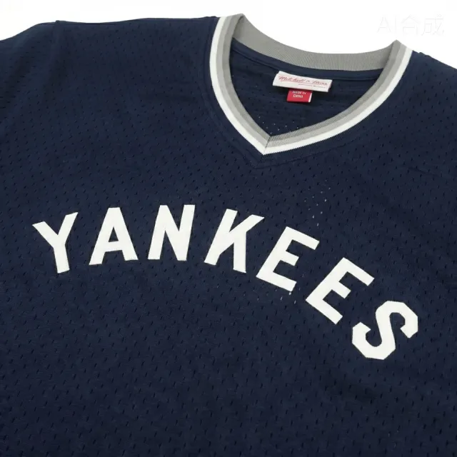 【MITCHELL & NESS】MLB MESH V-NECK NEW YORK YANKEES NAVY 紐約洋基 藏青 V領網眼球衣 上衣 T恤