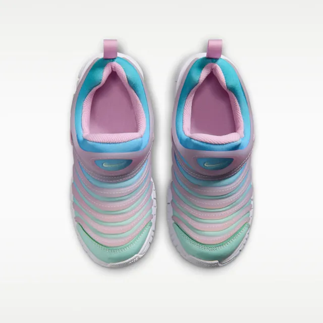 【NIKE 耐吉】運動鞋 童鞋 中童 兒童 毛毛蟲鞋 套腳式 DYNAMO FREE PS 粉藍 343738-642