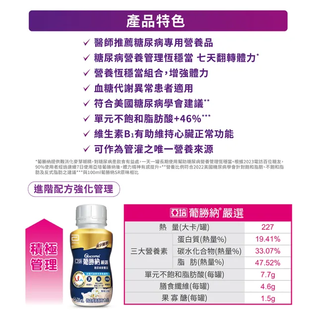 【亞培】葡勝納嚴選即飲配方-香草口味220ml x24入x2箱(低GI、糖尿病適用)