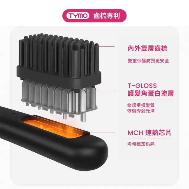 【TYMO】PORTA 負離子無線直髮梳（TypeC快充/隨身攜帶/直髮梳/直髮器/護髮）