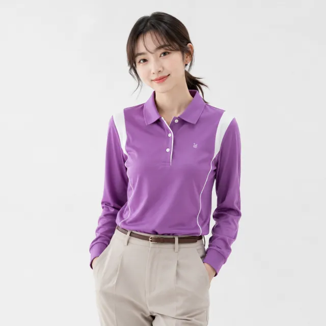 【遊遍天下】MIT台灣製女款抗UV吸濕排汗長袖POLO衫多款(M-5L 大尺碼)