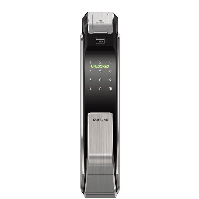 【Samsung 三星】SHS-P718 四合一推拉型電子鎖/門鎖 指紋密碼感應卡(含安裝/公司貨)