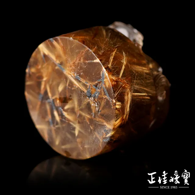 【正佳珠寶】金鈦晶 蒐藏級 老礦厚板鈦 招財貔貅 207g 金鈦晶擺件｜特製木座