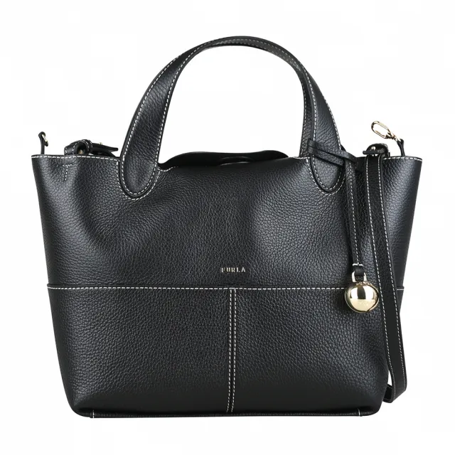 【FURLA 芙拉】FURLA精品粒面小牛皮子母磁釦托特包(黑)