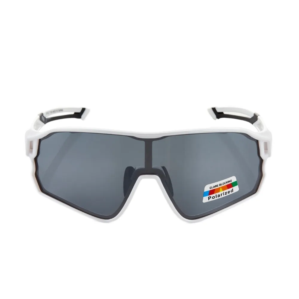 【Z-POLS】新一代PRO款搭載頂級Polarized 強抗UV400電鍍水銀黑偏光運動太陽眼鏡(帥氣白全框設計)