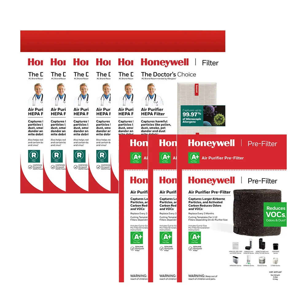【Honeywell】耗材組合超值包(HEPA濾網HRF-R1V1 x6 +活性碳濾網HRF-APP1 x3)