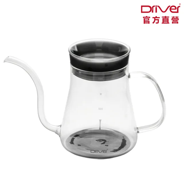 【Driver】晶透手沖壺-600ml(耐熱玻璃壺身 專利隔熱墊 細口壺 咖啡壺 咖啡器具 手沖咖啡)
