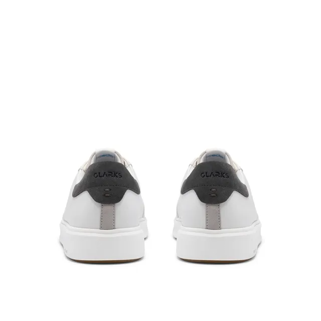 【Clarks】男鞋 Code C Tie真皮輕量異材質拼接板鞋 休閒鞋 小白鞋(白色)(CLM28043C)