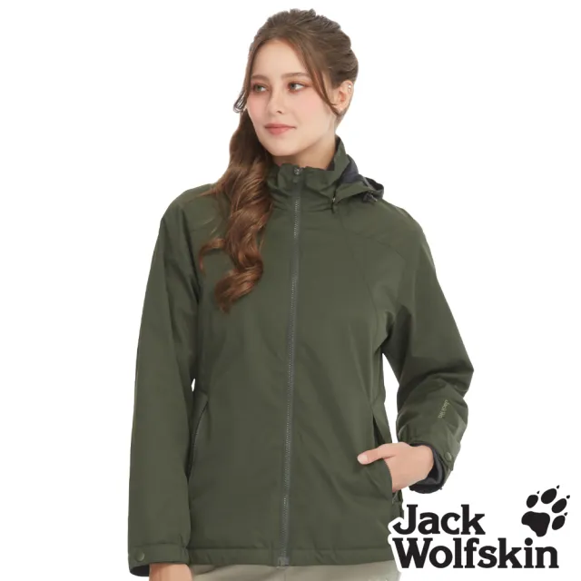 【Jack wolfskin 飛狼】女 輕量經典款 防風超潑水天鵝絨保暖外套 (橄綠)