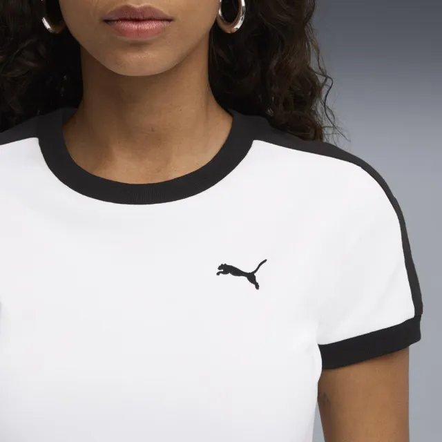 【PUMA】短袖上衣 女 歐規 T7 白黑 63212902
