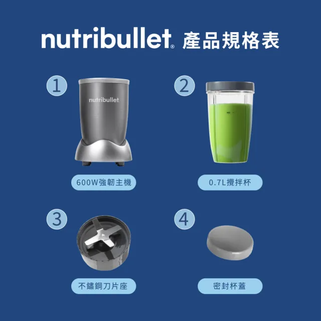 【nutribullet 紐粹樂】600瓦高效營養瞬萃果汁機NB-101B(曙光金/限時限量降價中)