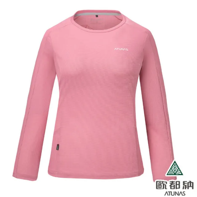 【ATUNAS 歐都納】女 POLARTEC POWER DRY透氣排汗長袖T恤 快乾休閒運動衫 / A1TSGZ02W 杏桃粉