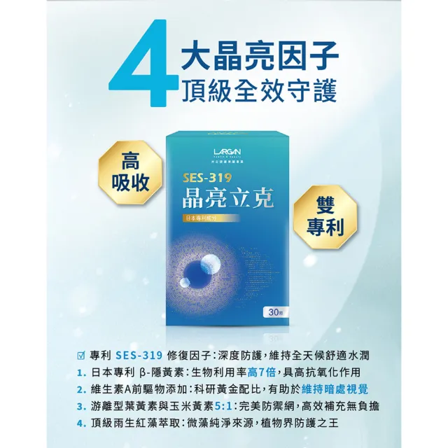 【LARGAN】大立美 晶亮立克15盒(30粒/盒 雙主播代言 專科醫師推薦 葉黃素)