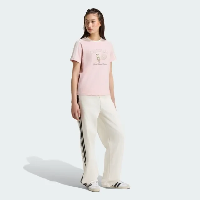 【adidas 愛迪達】Sports Tee Ss W 女 T恤 運動上衣 休閒短袖 純棉 舒適 粉紅(KX6894)