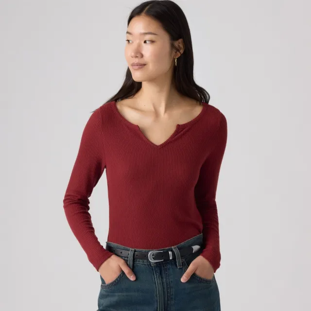 【LEVIS】Sabrina 長袖舒適疊穿上衣 / 微彈性 女生上衣 熱賣單品 0087Y-0001