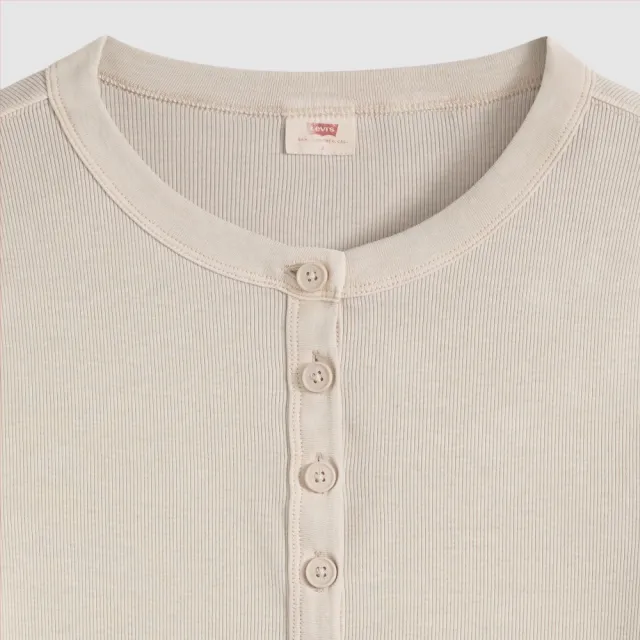 【LEVIS】基本款長袖亨利領上衣 / 微彈性 女生上衣 人氣新品 0086R-0008