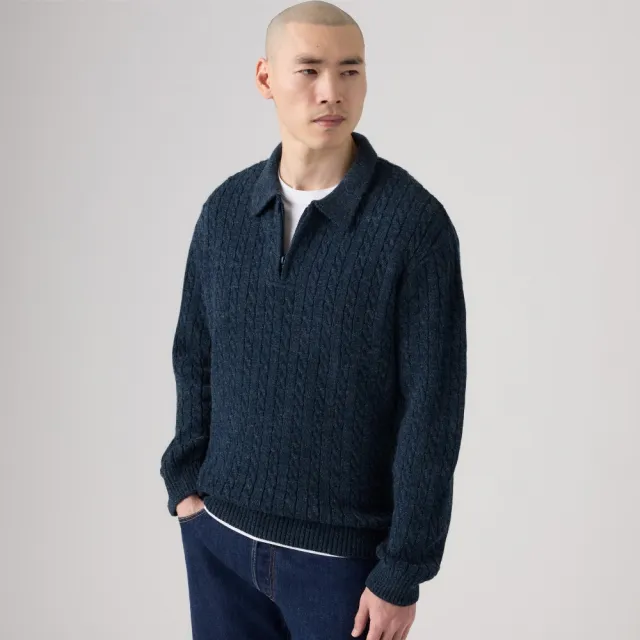 【LEVIS】Mason 四分之一拉鍊針織毛衣 / 羊毛混紡 男生上衣 熱賣單品 007T6-0002