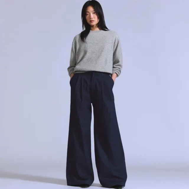【LEVIS】BLUETAB™ 牛仔打褶西裝寬褲 / 原色 女生牛仔褲 人氣新品 006UA-0000