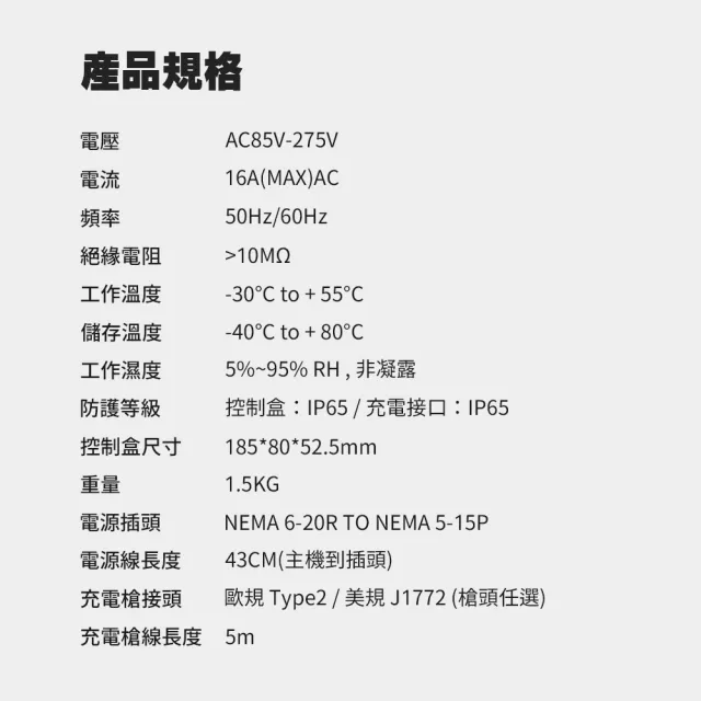 【EVOLUX 綠行家】LTA06 便攜式電動車充電器 16A/3.5kW 旅充 充電樁