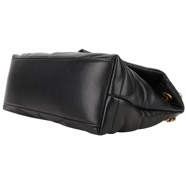 【YSL】Saint Laurent LOULOU PUFFER 銅金字小羊皮鍊帶肩背/斜背包(黑色 信封包 鍊包)