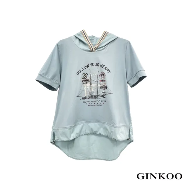 【GINKOO 俊克】帆船印花連帽上衣