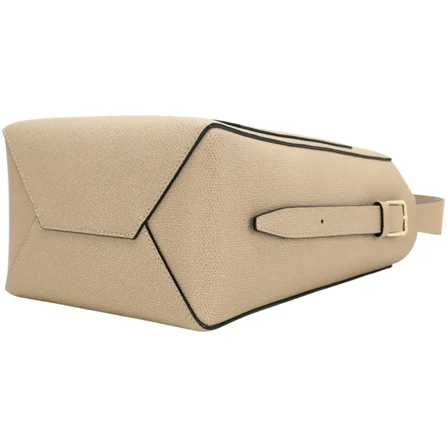 【Valextra】Soft Bucket 迷你勾扣款 壓紋牛皮肩背水桶包(奶茶色 手提包 義大利愛馬仕)