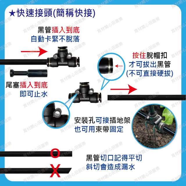 【田園樂】8mm萬向噴霧擴充零件包5支組(附黑管10米 水壓為1kg/cm2以上效果佳)