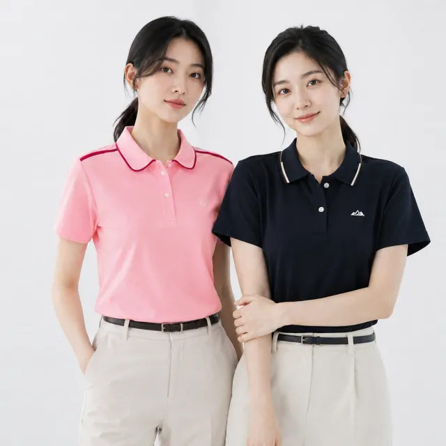 【遊遍天下】二件組 MIT台灣製女款抗UV吸濕排汗短袖POLO衫 多色多款 (M-5L 大尺碼)