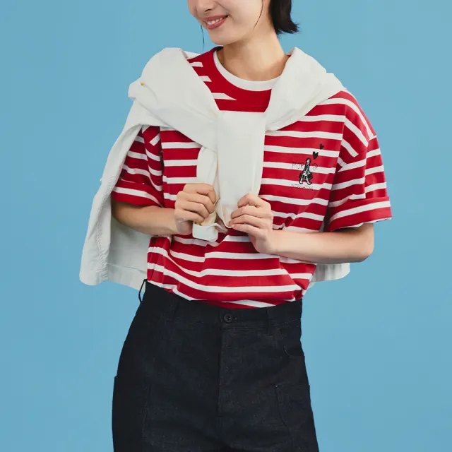 【PORTER INTERNATIONAL】條紋愛心 棉Tee(二色任選)