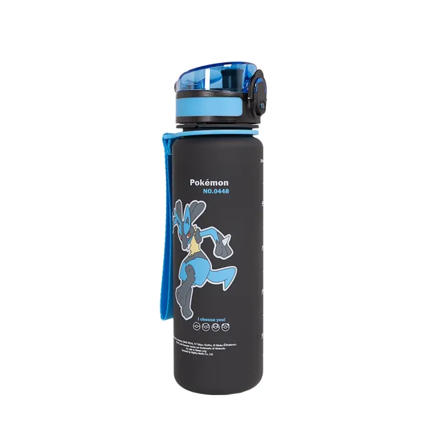 【IMPACT 怡寶】寶可夢路卡利歐Tritan水壺/水杯/水瓶(500ML) 附提繩-黑藍 IMPKMB08RB