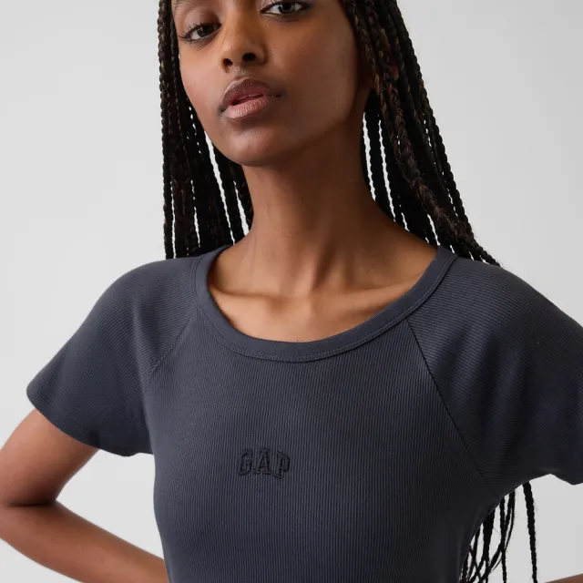 【GAP】時尚羅紋Gap Logo長裙-深灰藍(912047)