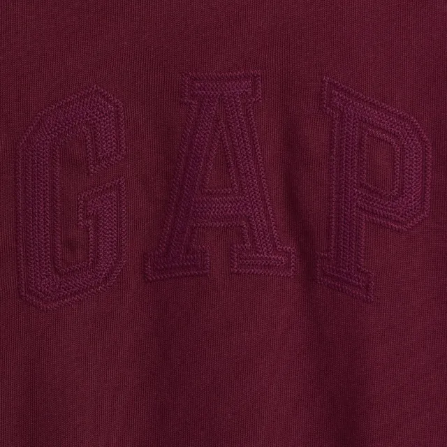【GAP】重磅寬鬆Gap Logo短版T恤-深酒紅(911578)