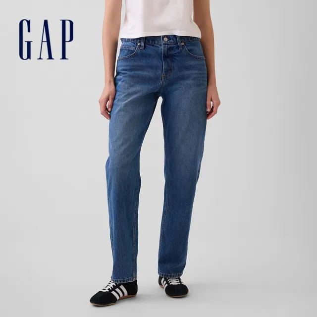 【GAP】中腰直筒錐形牛仔褲-中度水洗(911398)