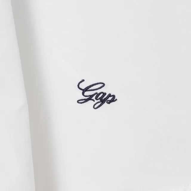 【GAP】有機棉府綢寬鬆短版襯衫-白色(910042)