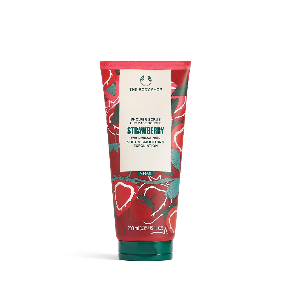【THE BODY SHOP 美體小舖】草莓嫩白去角質沐浴膠-200ML(沐浴乳/身體去角質)