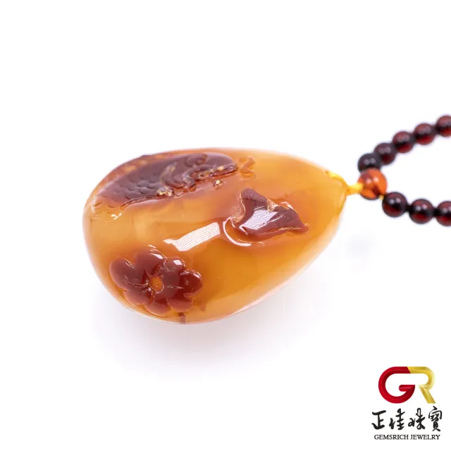 【正佳珠寶】蜜蠟琥珀 紅皮金絞蜜 年年有餘 蜜蠟吊墜｜特製棉繩(附鑑定證書)