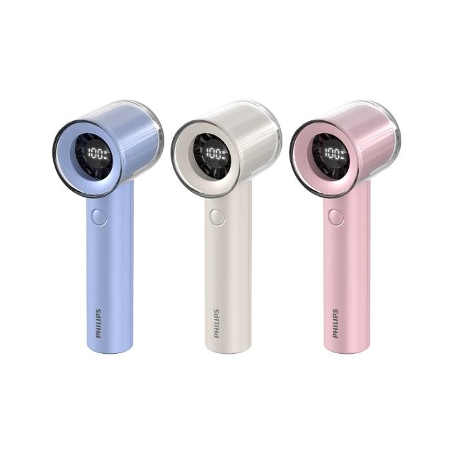 【Philips 飛利浦】2入組-3色可選-小炫風 高速100檔手持風扇 Type-C充電/LED顯示(ACR3222)