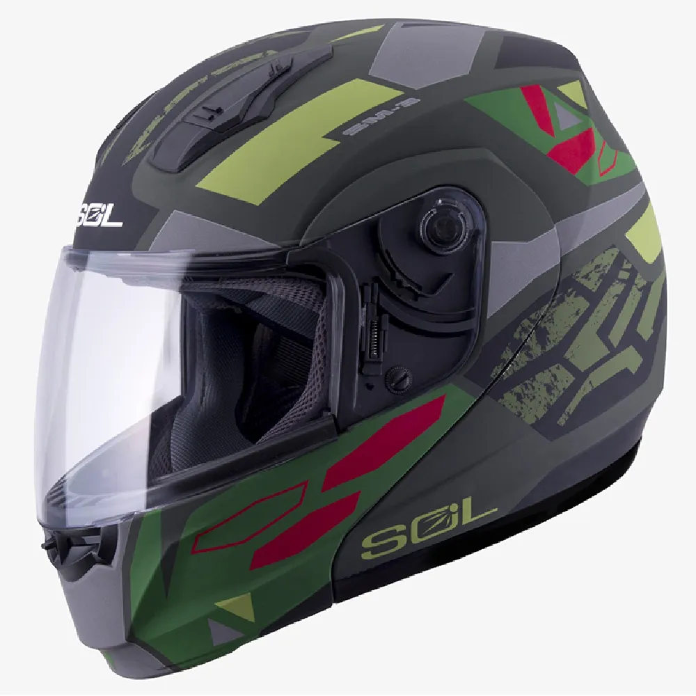 【SOL】SM-3 戰將 消光軍綠/草綠 可樂帽 全罩式 MD-04(可掀式安全帽│鏡片│內襯│輕量化)