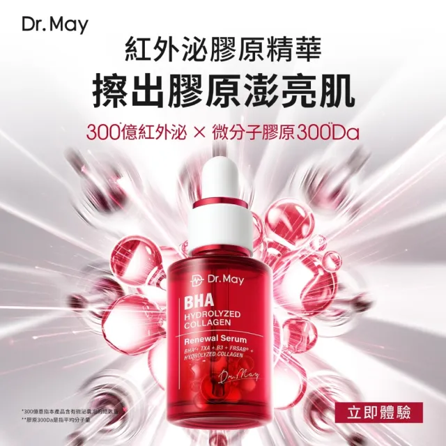 【Dr. May 美博士】紅膠原煥膚新生精華30ml / 積雪草保濕精華30ml_任選1入+B12紅外泌眼霜20ml 牛奶外泌體